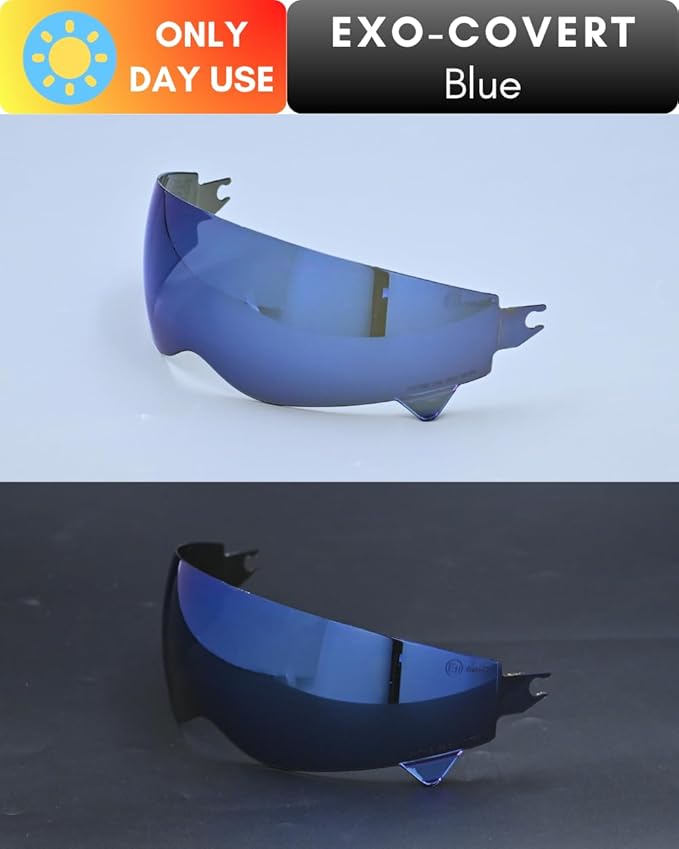 Compatible with EXO Covert Visor Replacement Motorcycle Helmet Visor Sun Protection Anti-Scratch, Universal(Blue)