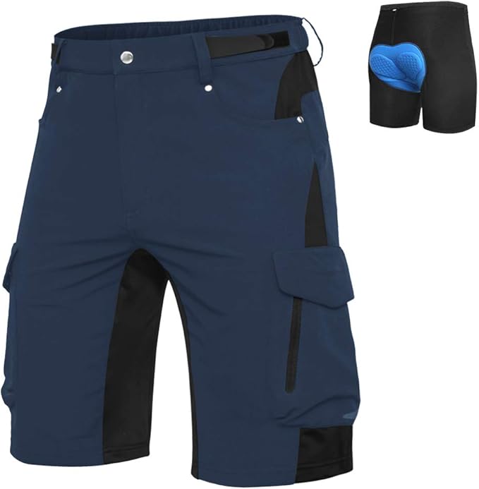 Ally Mens Mountain Bike Shorts 4D Padded Bike Shorts Baggy Cycling Biking Bicycle Biker Shorts Loose-fit with 6 Pockets
