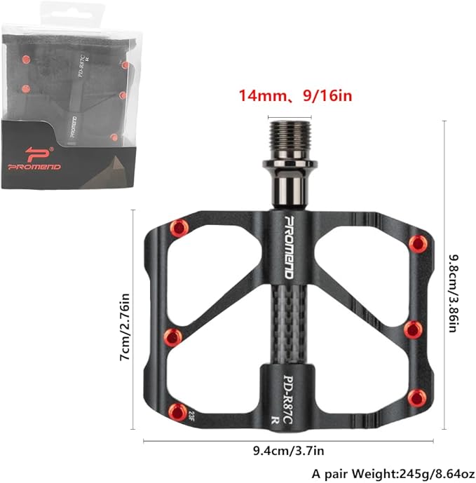 Aluminum Alloy & Carbon Fiber MTB Pedals - 9/16" Sealed 3-Bearing System | Lightweight Non-Slip Platform for Road, Mountain & BMX Bikes