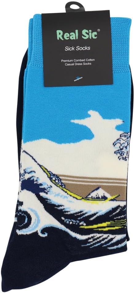 Real Sic Fun Socks for Men and Women - Cozy Cotton Dress Socks with Colorful Designs - Cool, Casual, Wacky Patterned