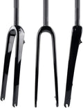 Carbon Fiber Rigid Fork 700C*45C Gravel Fork 1-1/8 Straight/Tapered Threadless Flat Disc Brake Road Bike Fork QR 9mm Lightweight(Straight Glossy Black)