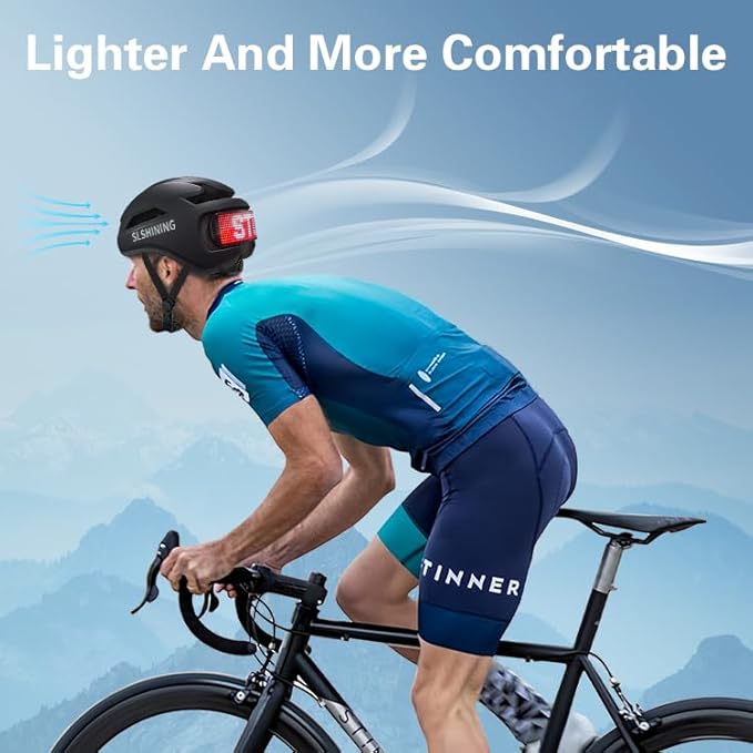 Bike Helmet, Smart App Program Bike Helmet with USB Rechargeable Light, Back Light Mountain for Adult&Men Women, with Turn Signals Remote Control