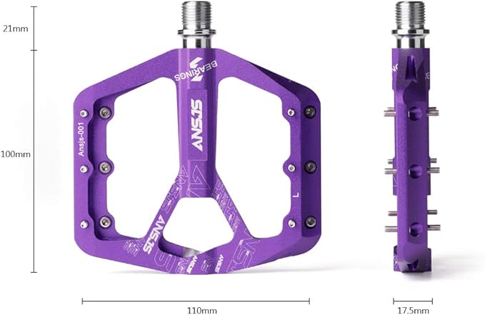 ANSJS Mountain Bike Pedals MTB Pedals Bicycle Flat Pedals Aluminum 9/16" Sealed Bearing Lightweight Platform for Road Mountain BMX MTB Bike