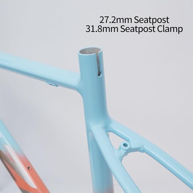 44CM 47CM 50CM 52CM Road Bike Frameset 700C Aluminum Alloy Quick Release Frame 100/130mm C Brake BSA BB68 Carbon Fiber Tapered Fork(Blue Pink,50cm)