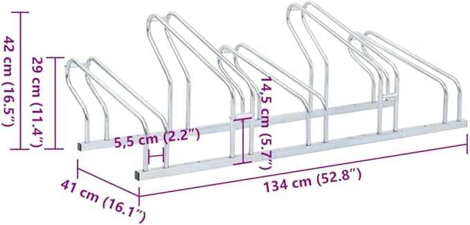 Galvanized Steel Floor Freestanding Bicycle Stand for 5 Bikes, 5 Bikes Floor Bike Stand, Bike Floor Parking Rack for Indoor & Outdoor Garage Storage,-874