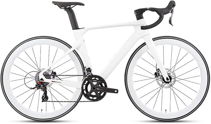 Carbon Fiber Road Bike Frameset Disc Brake Thru Axle Breaking Wind Racing Frame 43.5/46/48/50/52/54/56CM Internal Routing ， for 700C Wheels (Color : White, Size : 48CM)