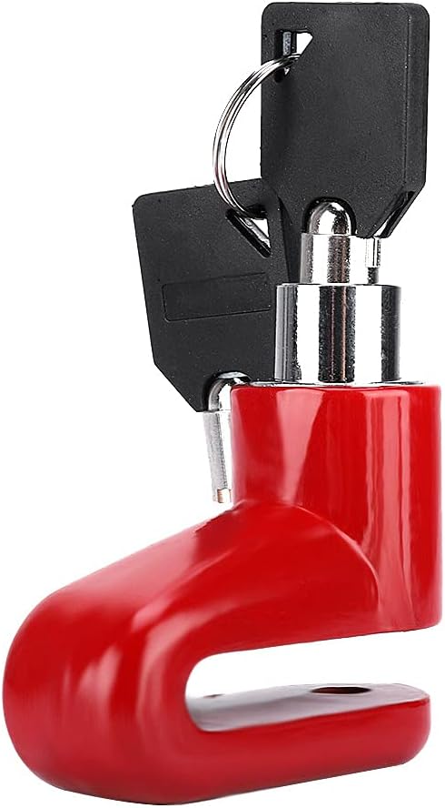 Heavy Duty Motorcycle Disc Lock, AntiTheft Pin Brake Wheel Security Lock with Alarm, Durable Bike Protection for Motorcycles & Scooters, Loud 110dB Alarm for Theft (Red)