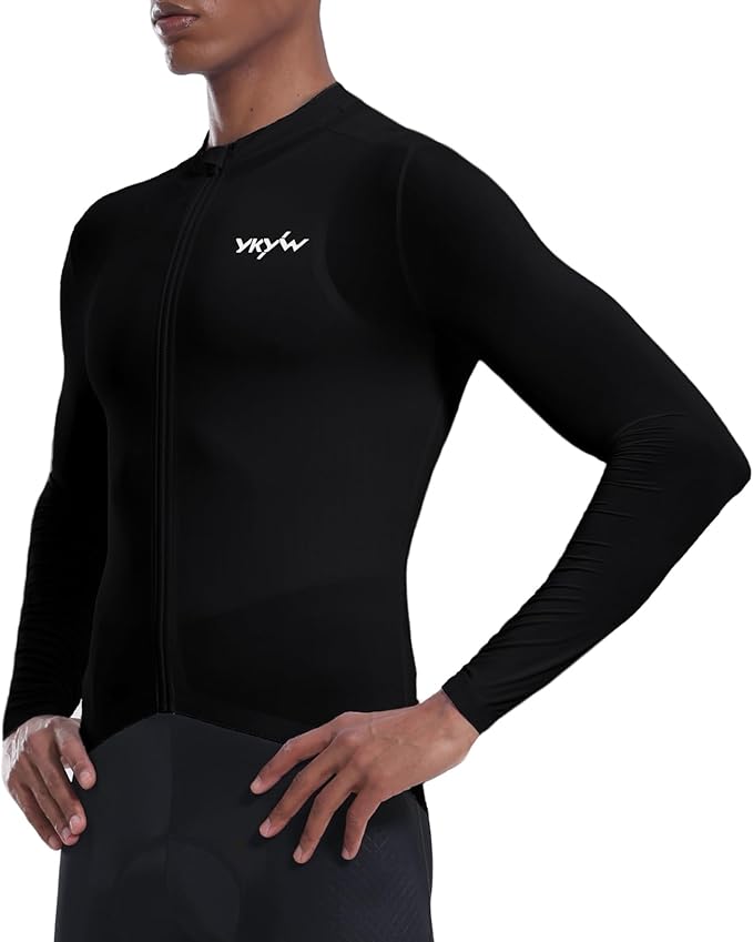 YKYWBIKE Cycling Jersey Men Aero Race Fit, Road Bike Jersey Short Sleeved Moisture Wicking, Breathable,Zip Pocket,UPF50＋