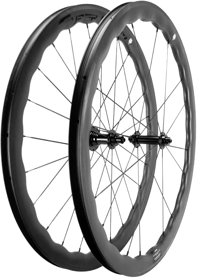SUPERTEAM Carbon Wheelset 700C Tubeless Bike Wheel Wave Rim 45,50MM V Brake