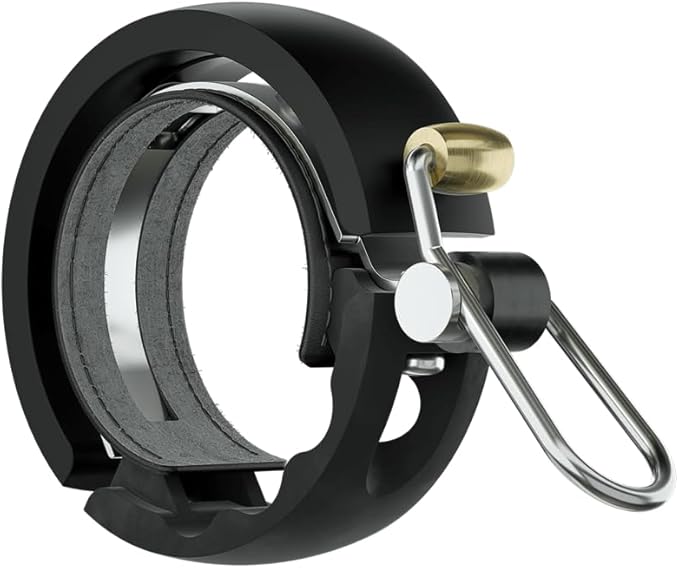 Knog Oi Luxe Bike Bell – Sleek Low Profile Bicycle Bell for Adults, Durable Metal & Vegan Leather, Clear Tone, Easy Install for Flat Bars & Drop Bars (Small 22.2mm / Large 23.8–31.8mm)