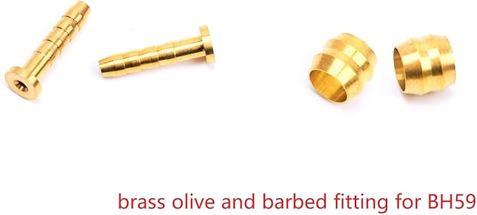 Hydraulic Disc Brake Service Kit Including Sleeve nuts, Rubber Covers, Brass Olives and Barbed Fittings Compatible with Shimano BH59 / BH90, AVID SRAM, Magura Hose, Pack of 4 sets (for BH59)