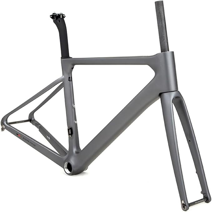 700C Road Bike Frameset 45 48 50 52 54CM Climbing Bike Frame Disc Brake Carbon Fiber Bike Frames Thru Axle F12×100mm R12×142mm(Dark Gray,45CM)