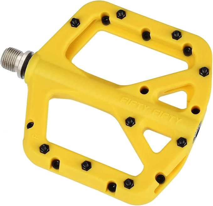 FIFTY-FIFTY Mountain Bike Pedals, Non-Slip MTB Nylon Composite, 9/16" Bicycle Pedals, Lightweight and Wide Flat Platform