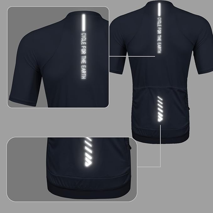 Wulibike Cycling Jersey Men Short Sleeve, Road Bike Shirts 1/4 Zipper with Pockets, Bicycle Clothing Breathable Quick Dry
