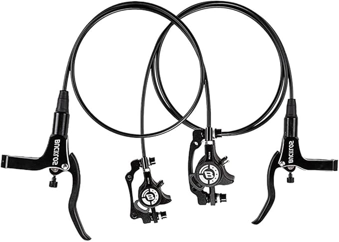 BUCKLOS MTB Hydraulic Disc Brakes for Mountain Bike, Left Front 800 mm Right Rear 1500mm Bike Hydraulic Brake Set Aluminum Alloy Levers with Calipers/PM/is Adapter fit eBike/Fat Bikes