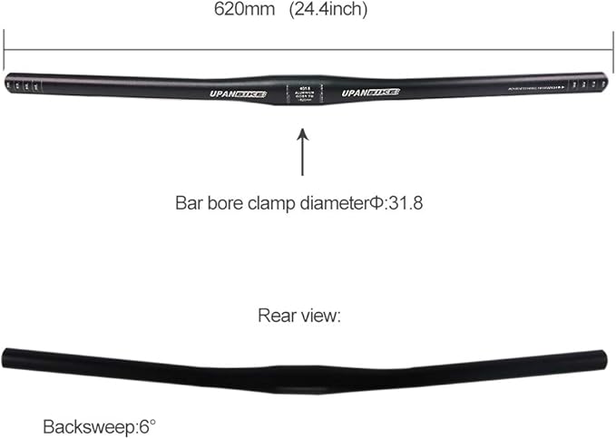 UPANBIKE Mountain Bike Road Bicycle Aluminium Alloy Handlebar 31.8mm 620mm Flat Bar