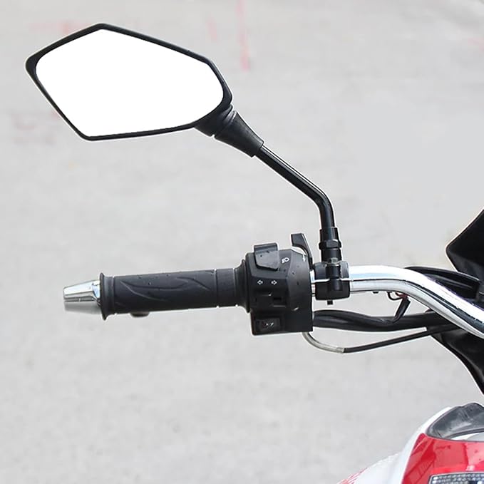 2PCS Motorcycle Mirrors, Dirt Bike Rearview Side Mirror for Handlebar, Adjustible Motorbike Convex Rear View Mirror with 10MM Threaded Bolt, Compatible with Scooter, UTV, ATV