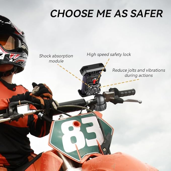 One-Hand Operation Bike Phone Holder 360° Rotation & Anti-Vibration Quick Release Holder for Motorcycle Scooter E-Bike Fits iPhone Samsung Google Pixel, Black (Upgraded version)