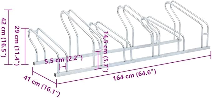 Galvanized Steel Floor Freestanding Bicycle Stand for 6 Bikes, 6 Bikes Floor Bike Stand, Bike Floor Parking Rack for Indoor & Outdoor Garage Storage,-875