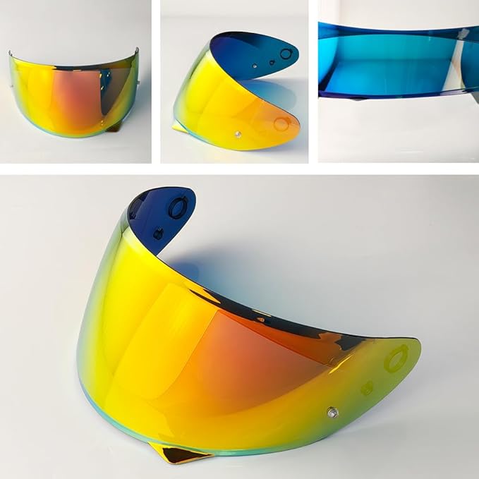 HJ-34P Helmet Visor Replacement for HJC C10.Motorcycle Helmet Shield UV Protection Compatible with HJC C10 (Revo Deep Red+Anti Fog Film)