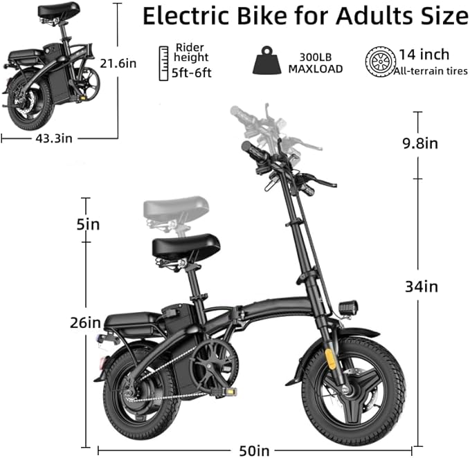 Electric Bike for Adults&Teens,550w Motor | 48V 12V Removable Battery | 23Mph Speed | PAS Mode 35 Miles Range | 14" Foldable E-Bike | Dual Disc Brakes | Ul 2849 Certified | Commuter Mini Bikes