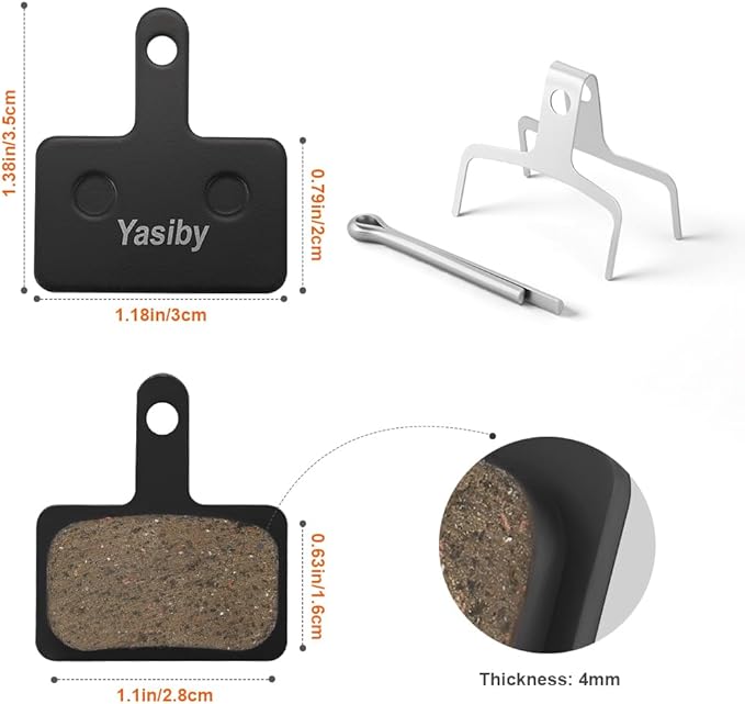 Bike Brake Pads, 4 Pairs Disc Brake Pads High-Performance with Installation Tools, Premium Semi-Metallic & Organic Resin MTB Bicycle Brake Pads Replacement Compatible with TRP Tektro Shimano Deore Br