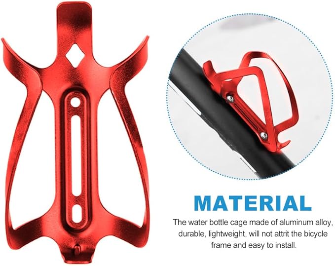 Water Bottle Cages, Alloy Aluminum Lightweight Water Bottle Holder Universal Bike Cup Holder Rack for Road MTB Bikes(Red)