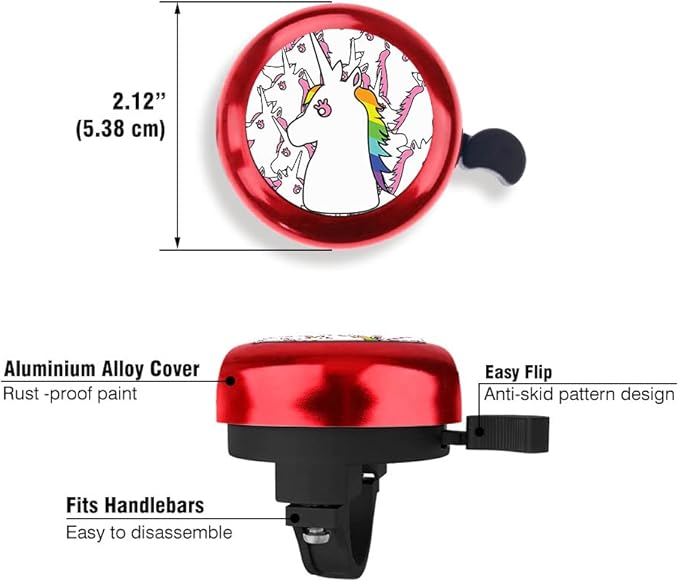 WIRESTER Red Aluminum Round Bike Bell, Classic Ring Bicycle Bell, Bike Accessories Bell Ring for Adults Kids Girls Boys
