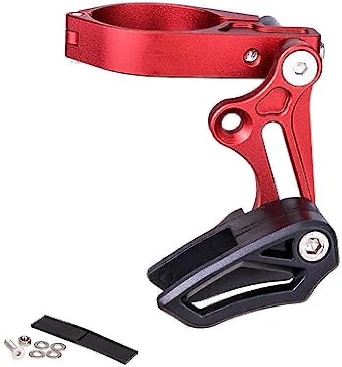 Chain Guide Mountain Bike, 7075 Aluminium Alloy MTB Chain Guide, Strong Bicycle Chain Guard Protector, Mount Chainring Guard Get Adjusted To The Correct Position for Most Bicycle Road Bike BMX red