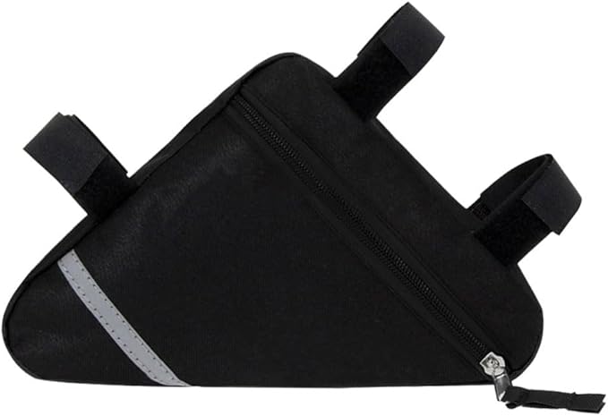 Maivingthuit Bike Triangle Bag, Waterproof Bicycle Front Tube Frame Bag, Double-Sided Reflective Decoration Makes Night Riding Safer (Black)