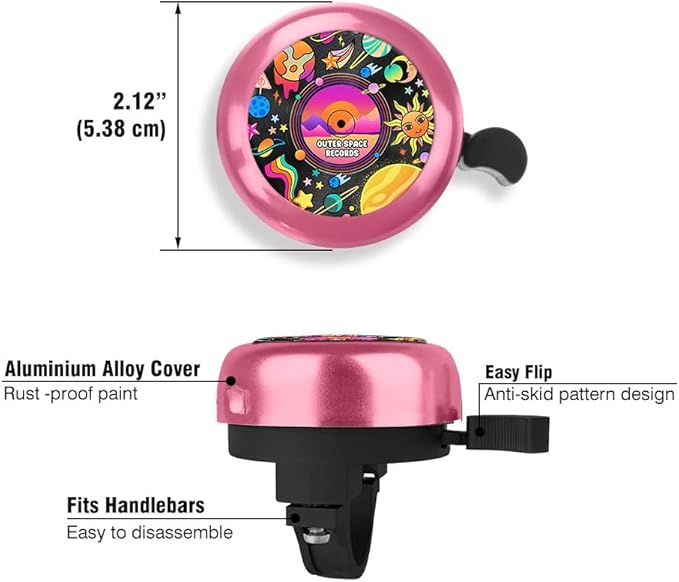 WIRESTER Pink Aluminum Round Bike Bell, Classic Ring Bicycle Bell, Bike Accessories Bell Ring for Adults Kids Girls Boys