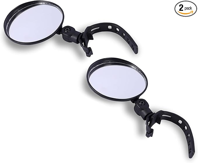 2 PCS Bike Mirror Handlebar Mount, Adjustable Rotatable Bike Rear View Mirror with HD Glass, Quick Install Bicycle Bar End Mirror, Safe Cycling Convex Mirror, for Mountain Road Bikes (Black)