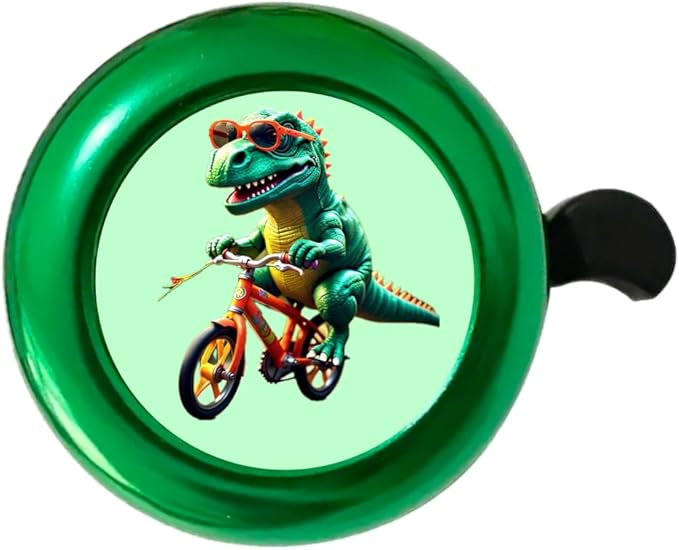 Kids Bike Bell with Streamers, Purple and Green, Unicorn and Dinosaur Theme, Bicycle Accessories