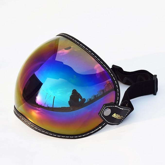 Universal Open Face 3/4 Helmet Visor Lens Bubble Motorcycle Windshield Capacete Lens Vintage Motorbike Helmet Goggles (Color)