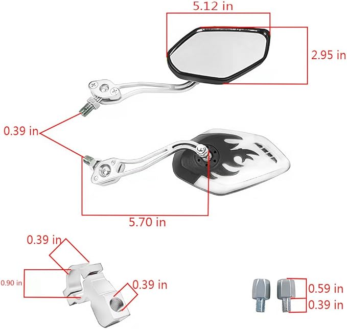 Bike Mirrors for Handlebars,2 Pack Bicycle Mirrors for Electric Bike, Mirrycle Bike Mirror, Handlebar Rearview Mirror, Easy Mount Bike Mirrors for Safety and Convenience(White)