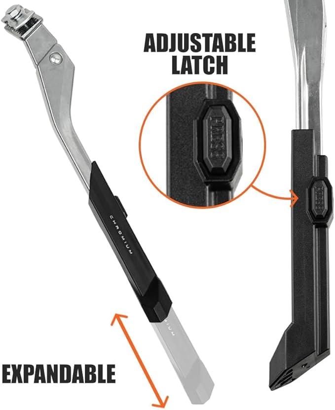 BV Rear Bike Stand for 24”-29” - Adjustable Bikes Kickstand for Adult Bike with Non-Slip Foot & Spring-Loaded Latch for Stable Any-Angle Stance - Bicycle Stand for Mountain, City & Hybrid Bikes