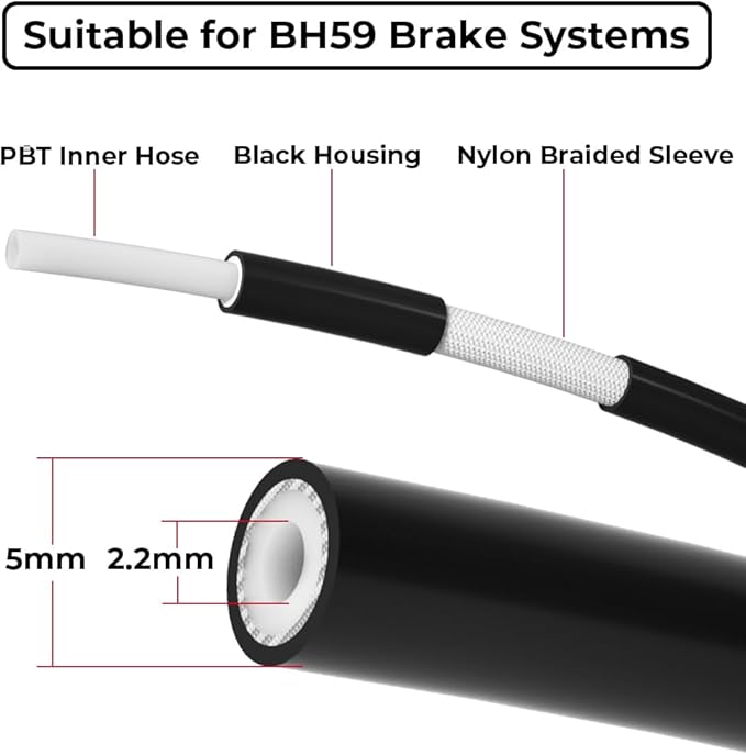 Bike Hydraulic Brake Hose Kit for BH59 System，for Shimano，for Avid Sram, for Magura (Outer Diameter: 5.0mm / Inner Diameter: 2.2mm) 5000mm / 16.4FT