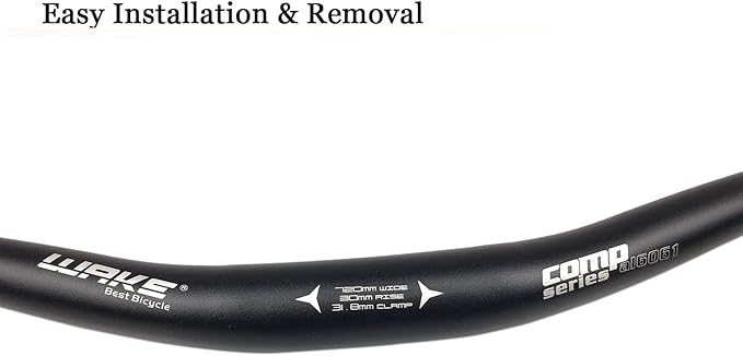 Wake 31.8mm MTB Mountain Bike Handlebar, Aluminum Alloy Mountain Bike Bicycle Riser Handlebar Extra Long 720/780mm with Paint Matte Surface (Black, 720mm)
