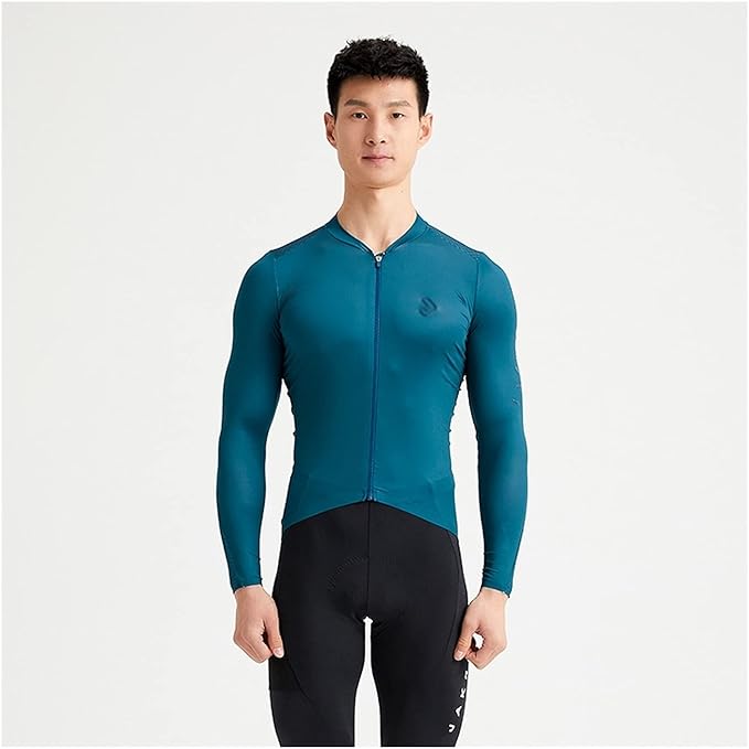 Men's Cycling Clothes Summer Men Cycling Jersey Road Bike Shirt Long Sleeve Breathable Bike Riding Top Shirt with 3 Rear Pockets Men's Cycling Clothing(F,X-Large)