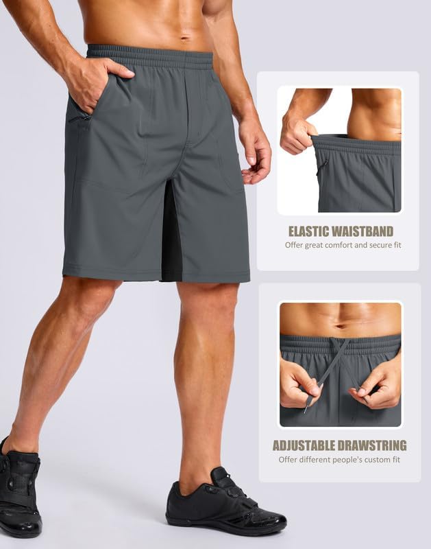 Bikewa Men's Mountain Bike Shorts 4D Padded Baggy Bicycle Biking Riding Lightweight Cycling Shorts with Zipper Pockets