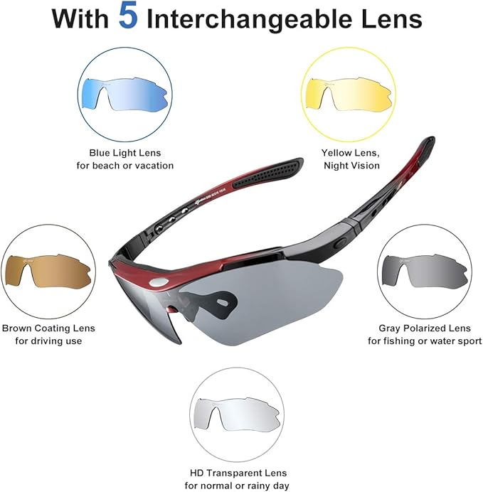 ROCKBROS Polarized Sunglasses Men Women Cycling/Pickleball/MTB Glasses UV Protection, Suitable for Myopia Glasses