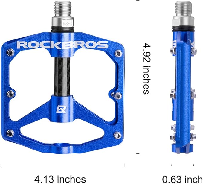 Rock BROS Mountain Bike Pedals Flat Bicycle Pedals 9/16 Lightweight Road Bike Pedals Carbon Fiber Sealed Bearing Flat Pedals for MTB