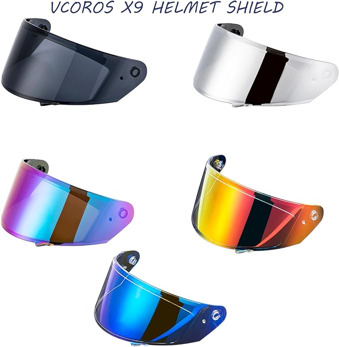 VCOROS X9 Full Face Motorcycle Helmet Replacement Shield 5Color Lens Available (Chrome Blue)