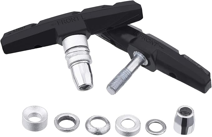 Hotop 2 Pairs V Bike Brake Pads with Hex Nuts and Spacers V Bicycle Brake Blocks Set 70 mm