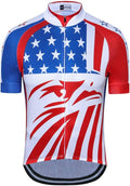 JPOJPO USA Cycling Jersey Men Short Sleeve Bike Shirts Biking Jersey Summer American Bicycle Tops with 3 Pockets Reflective