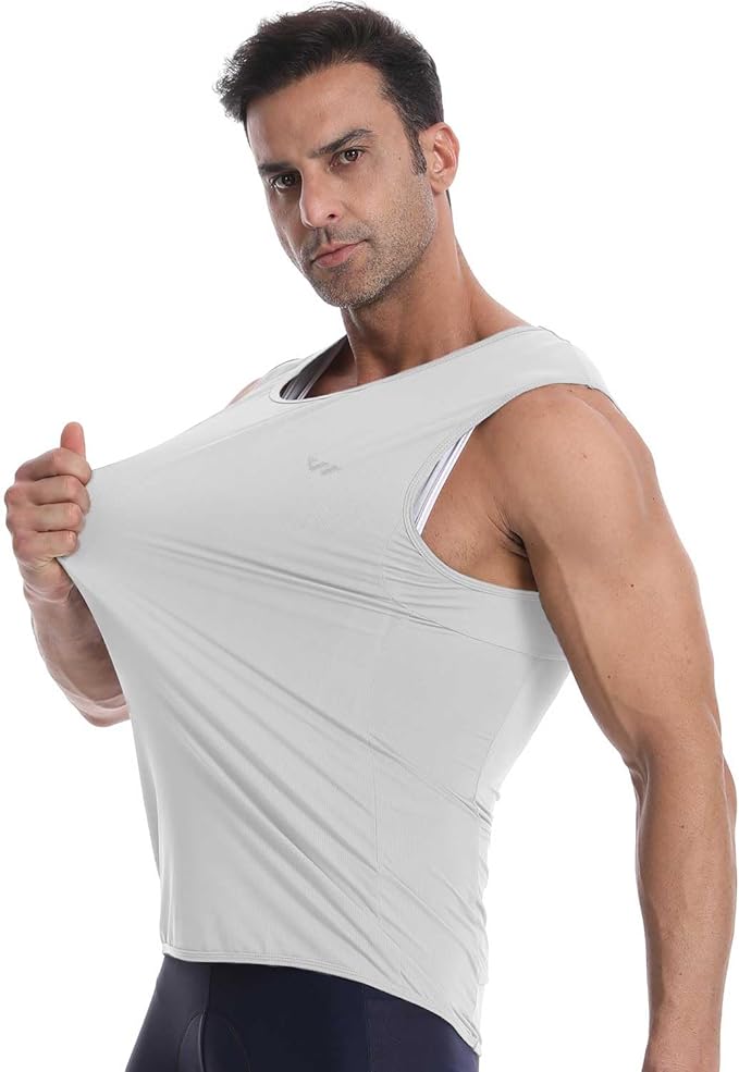 Lo.gas Sleeveless Cycling Jersey Men, Biking Base Layer Breathable and Lightweight with Back Pocket Sports Vest