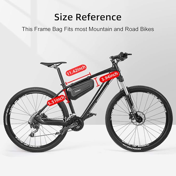 ROCK BROS Bike Frame Bag Bike Storage Triangle Bag Bicycle Under Top Tube Saddle Bag Water-Resistant EVA Cycling Bike Accessories Pouch for Mountain Road Bike