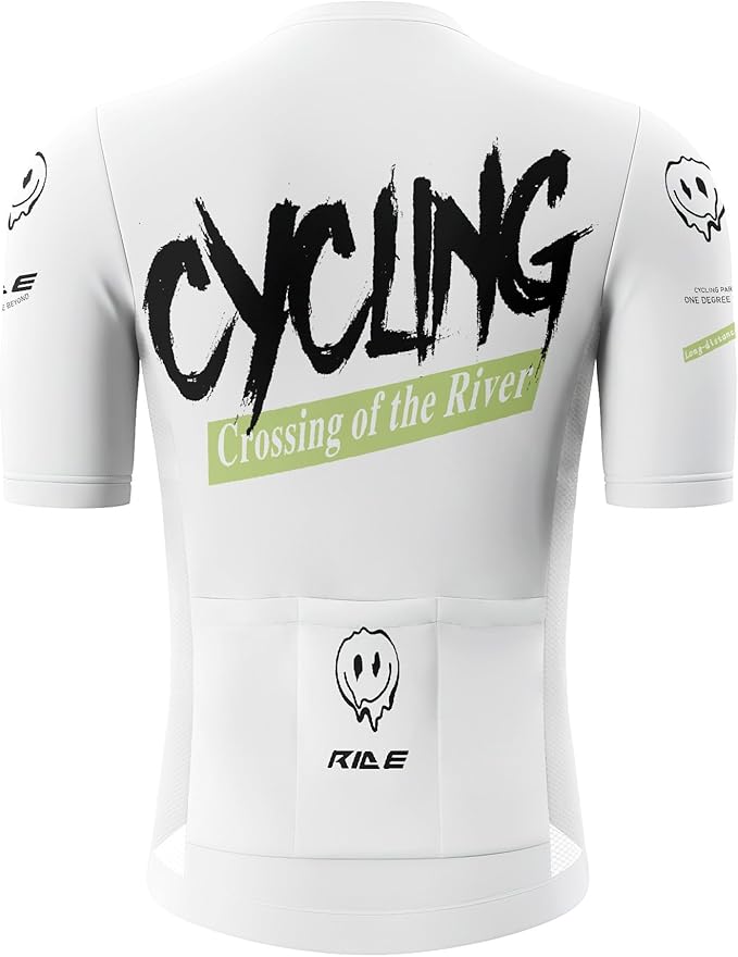 Men's Cycling Jersey Short Sleeve Breathable Quick Dry Bike Shirt Lightweight MTB Road Bicycle Jersey Full Zip 3 Rear Pockets