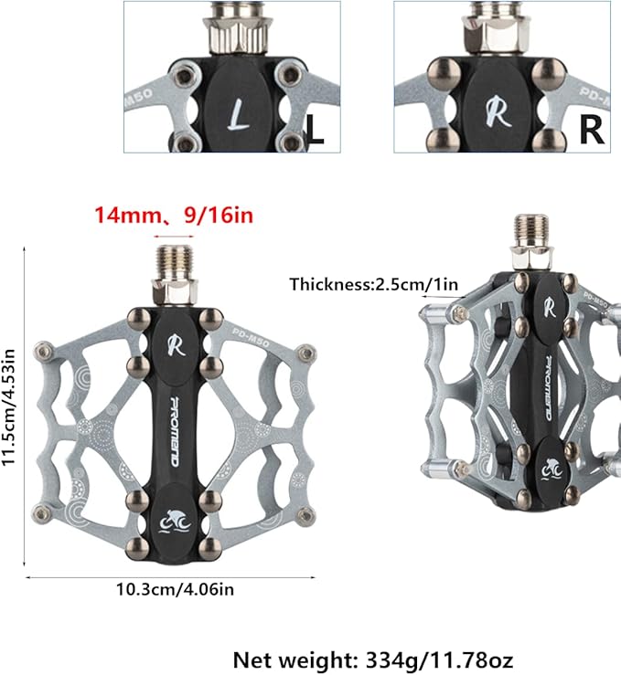 ‌Ultralight CNC Bike Pedals - Sealed Bearings Mountain/BMX/Road Pedals with Non-Slip Surface & 9/16" Chrome-Molybdenum Steel Spindle for MTB/Gravel/Cyclocross Bikes