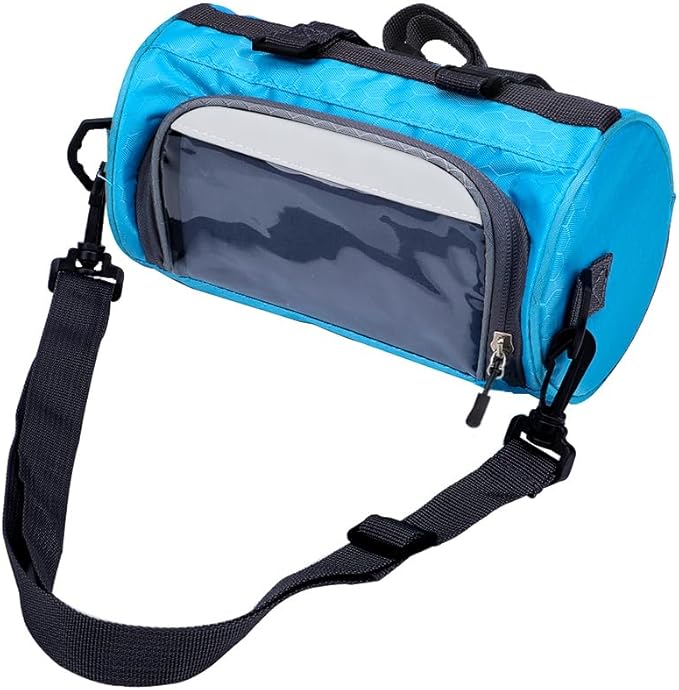 ZUKKA Bike Handlebar Bag Large-Capacity Adjustable Waterproof Front Handlebar Bags with Transparent Pouch Touch Screen for Bicycles Handlebar Women Men (Blue)